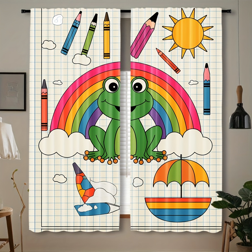 Baby Nursery Themes Girl - Leuke regenboogkikker gordijn raamdecoratie cartoon kinderkamer