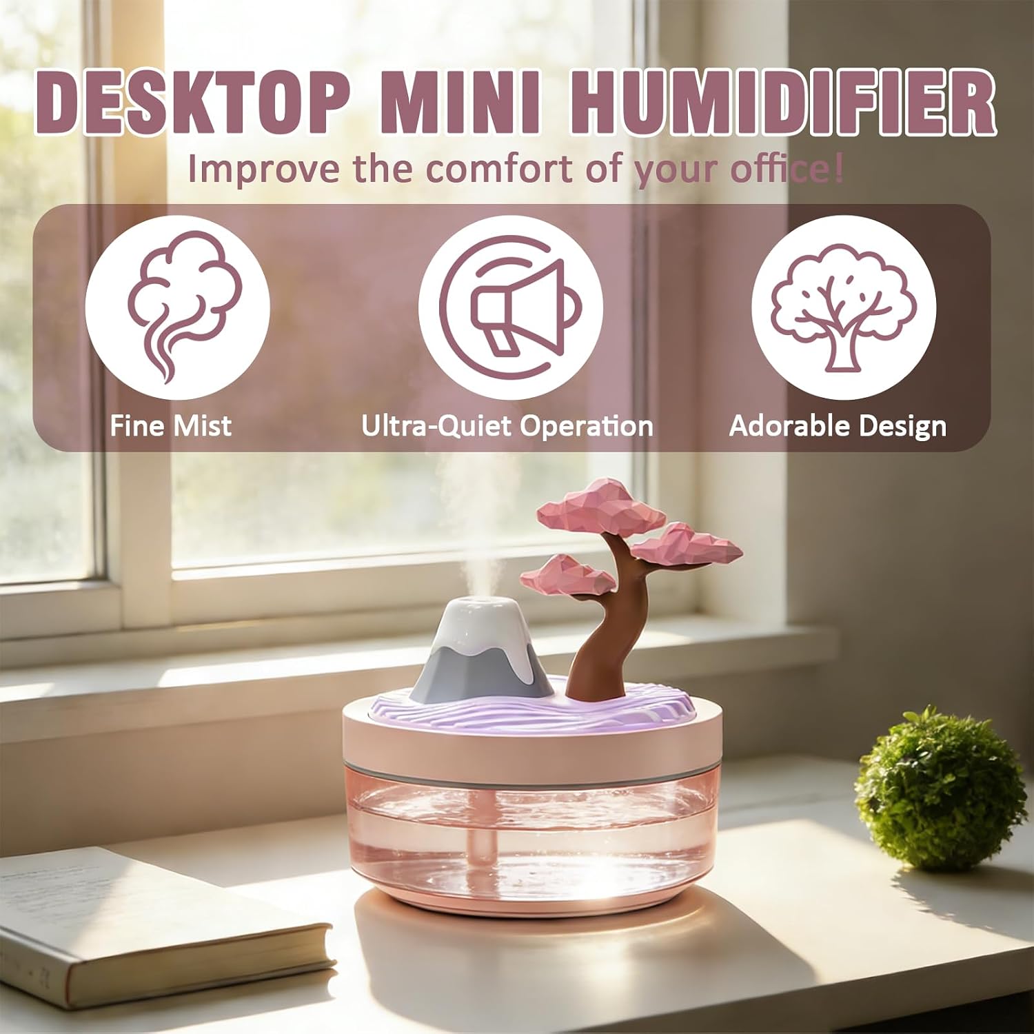 Humidifier Nursery Quiet - 2026 Nieuwe Upgrade Kersenbloesem Koelnevel Luchtbevochtiger,