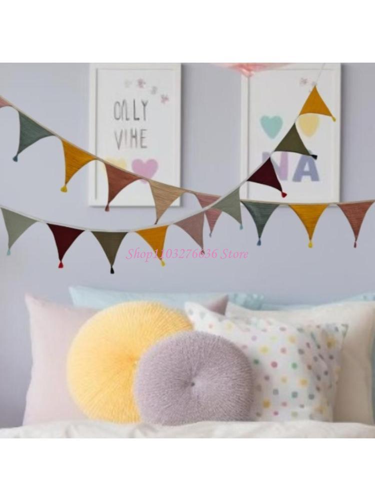 Baby Nursery Neutral - R6FD ademende snoepkleurige kinderkamer vlaggenlijn vlag