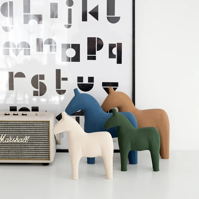 Baby Nursery Table - Noordse houten paardenornamenten Morandi woondecoratie accessoires