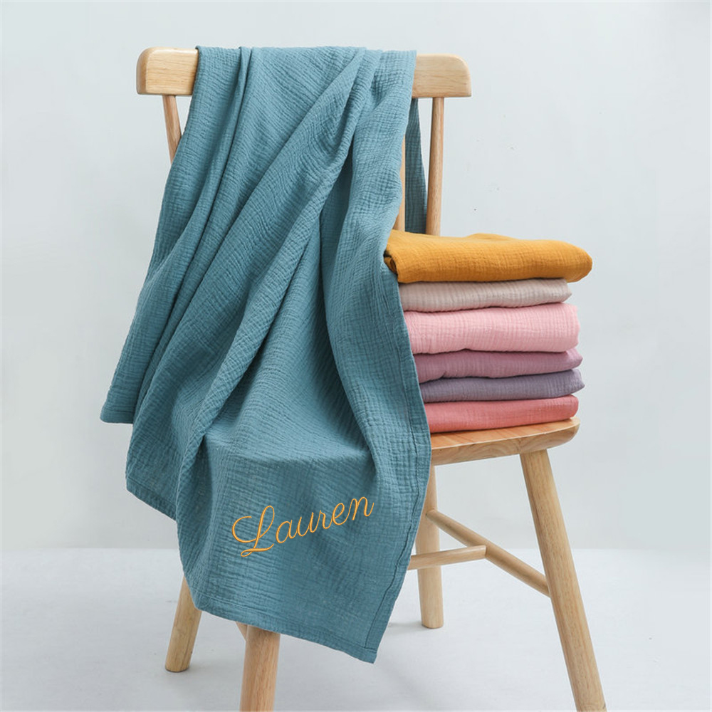 Swaddle Blanket Muslin - Gepersonaliseerde Naam Geborduurd Custom Baby Katoenen