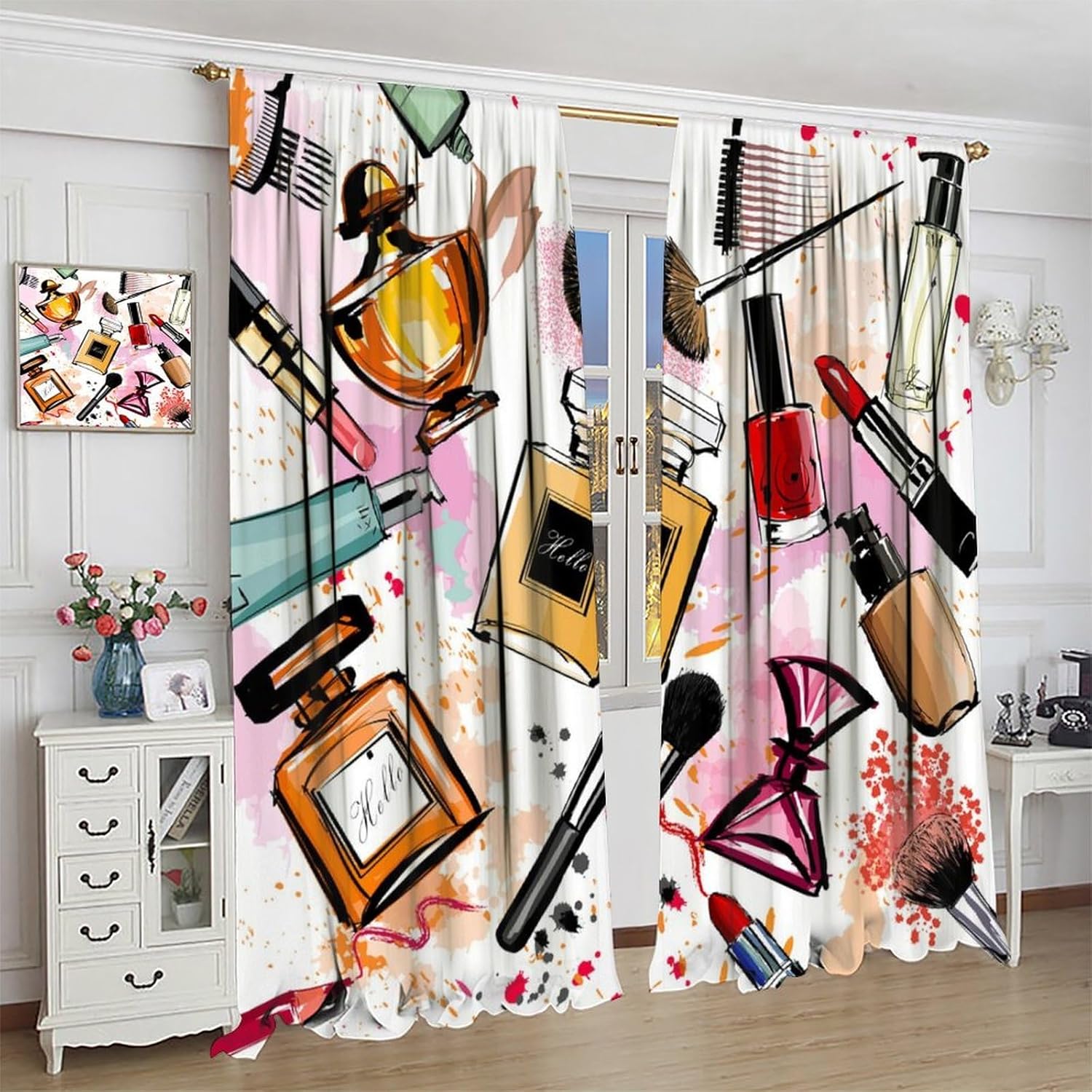 Blackout Curtain Nursery - Mode Meisjes Verduisteringsgordijnen Vrouw Lippenstift Parfum