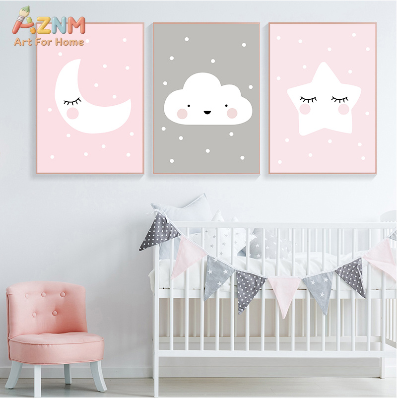 Baby Nursery Neutral - AZNM Leuke Cartoon Maan Wolk Ster