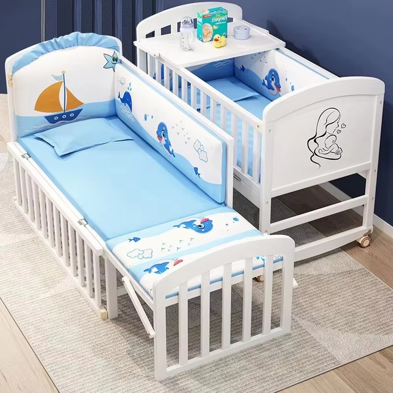 Baby Nursery Sale - Houten babybedje met klamboe en commode,