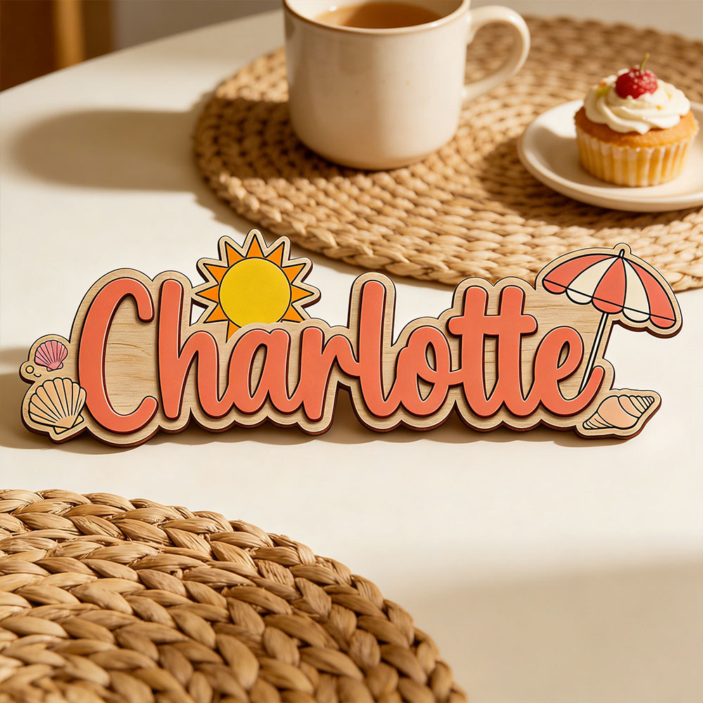 Baby Nursery Themes Girl - Aangepaste strandparasol schelp naam deurplaat voor