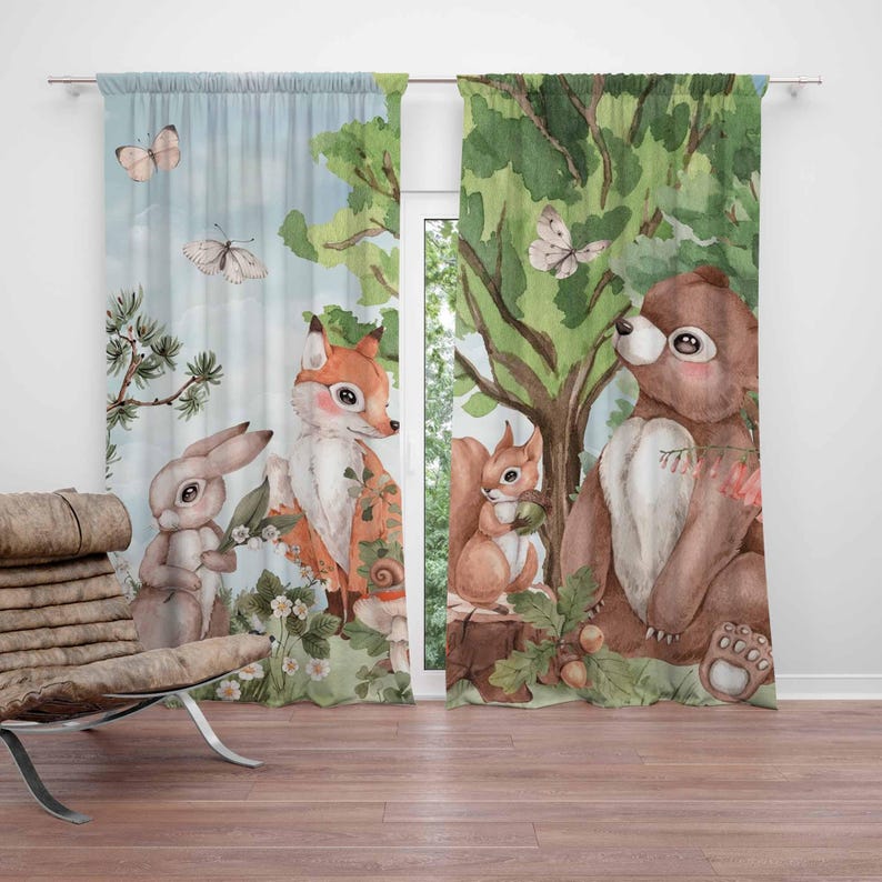 Blackout Curtain Nursery - Bos Dieren Gordijnen Kinderen Slaapkamer Gordijnen