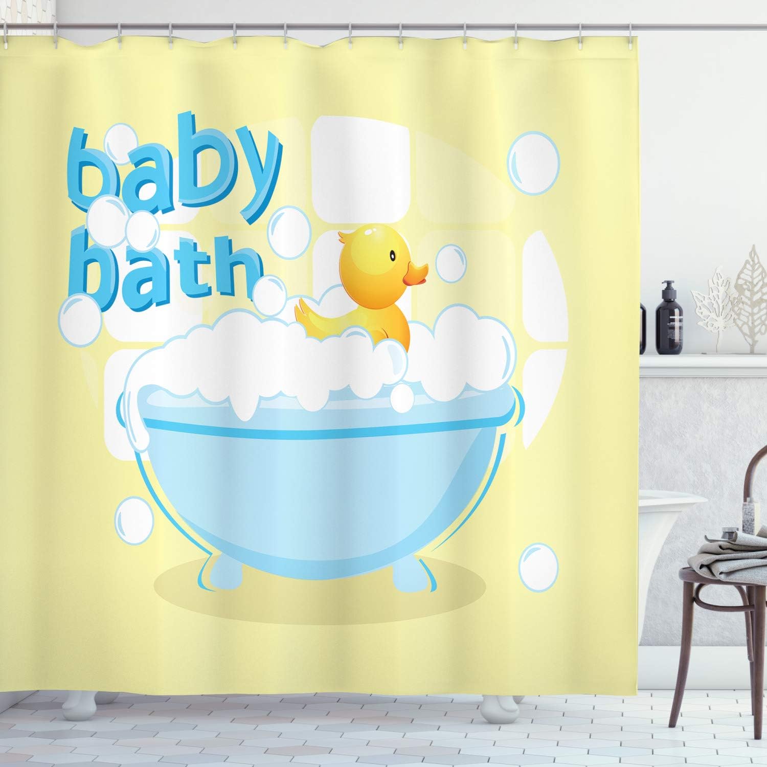 Baby Nursery Yellow - Geel babybad douchegordijn leuk ontwerp waterdicht