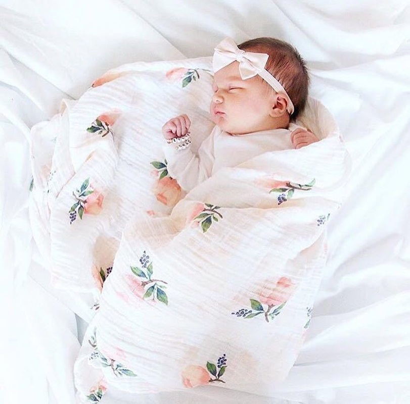 Swaddle Blanket Muslin - Rose 120x120 cm 70% Bamboe 30%