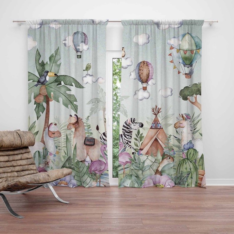 Blackout Curtain Nursery - Safari Dieren Feest Kinderkamer Gordijn Kinderslaapkamer