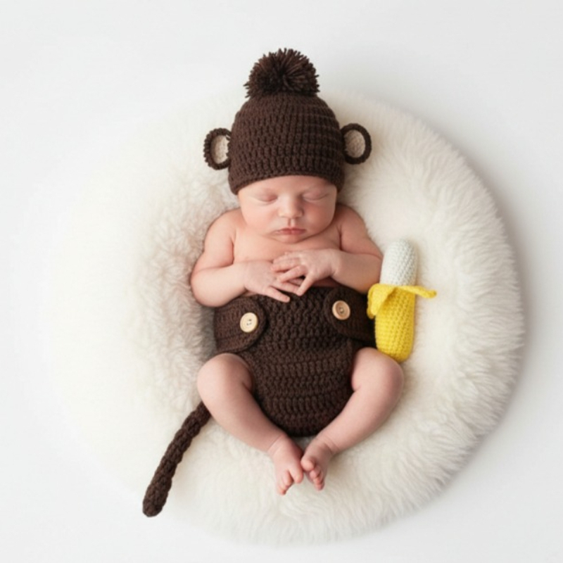 Baby Nursery Set - Baby fotografie rekwisieten handgemaakte aap banaan
