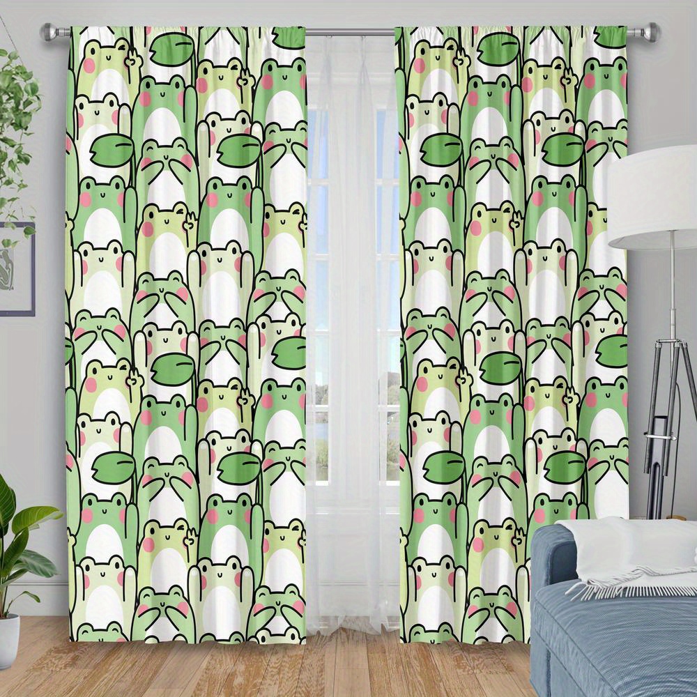 Blackout Curtain Nursery - 2 stuks schattige kikkerpatroon gordijnen cartoon