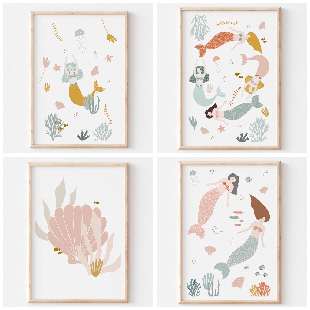 Baby Nursery Themes Girl - Boho kinderkamer oceaan thema roze zeeschelpen