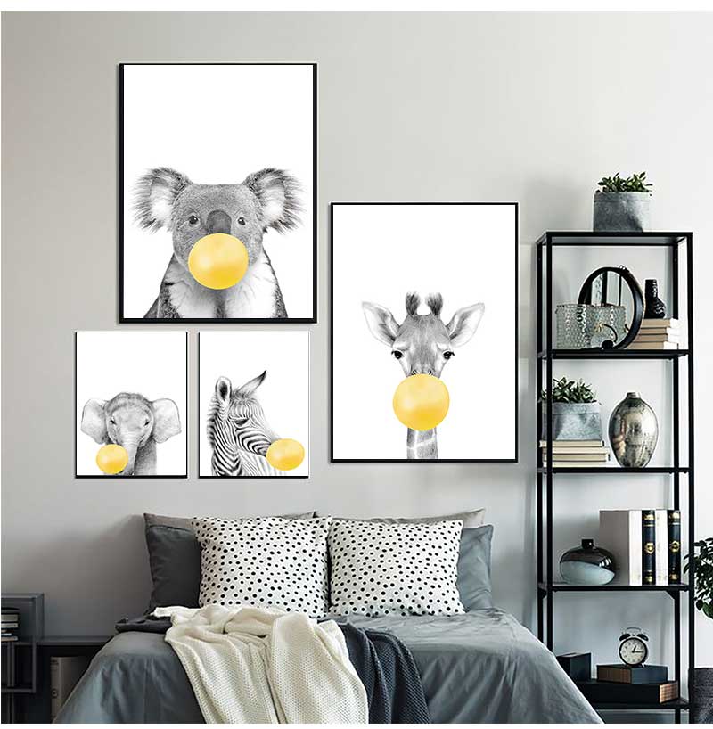 Babykamer gele ballonnen dier  - Baby Nursery Yellow Walls recensie en prijs