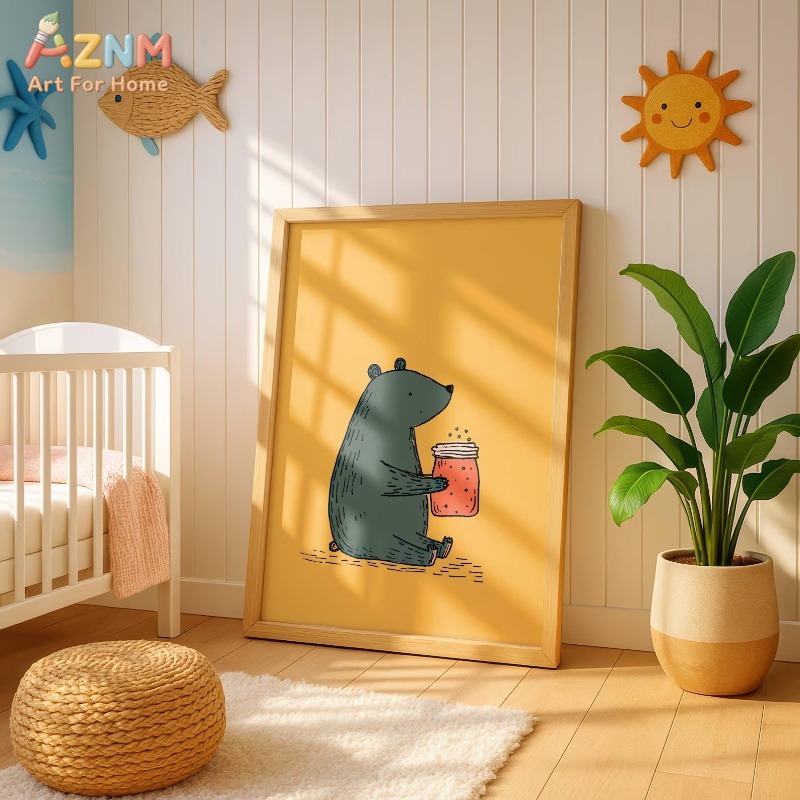 AZNM Cartoon Beer Honingpot Ca - Baby Nursery Yellow recensie en prijs
