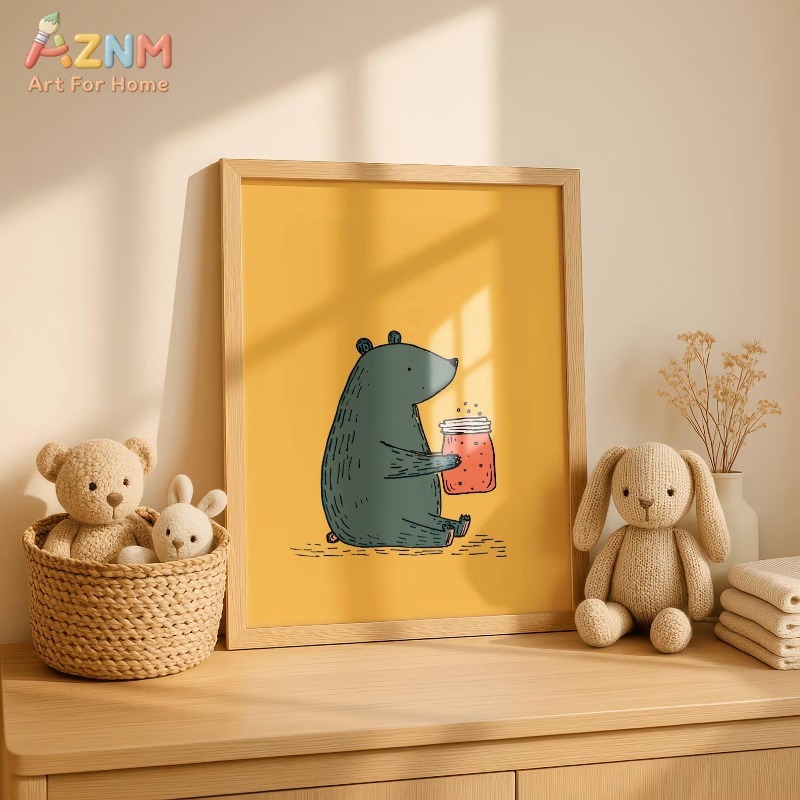 AZNM Cartoon Beer Honingpot Ca - Baby Nursery Yellow recensie en prijs