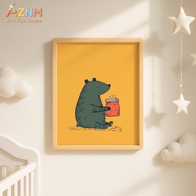 AZNM Cartoon Beer Honingpot Ca - Baby Nursery Yellow recensie en prijs
