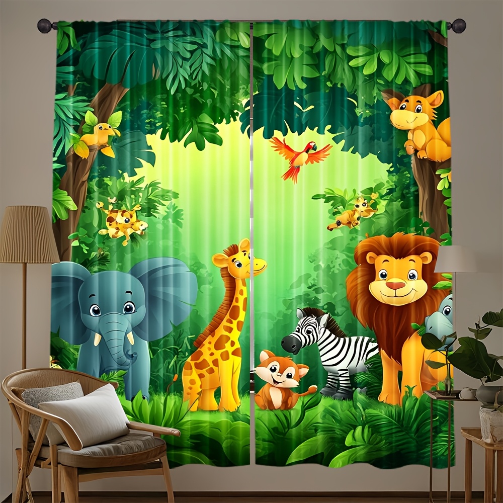 2 stuks cartoon dierengordijne - Baby Nursery Panelling recensie en prijs