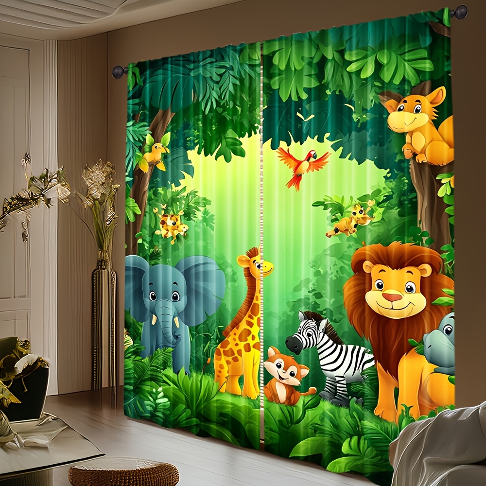 2 stuks cartoon dierengordijne - Baby Nursery Panelling recensie en prijs