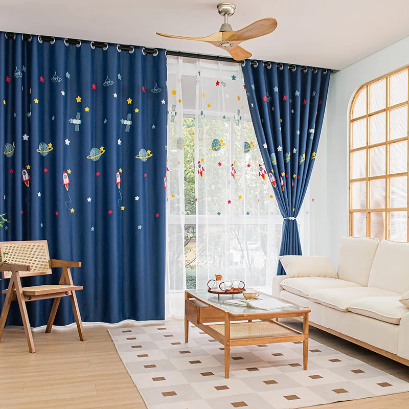 Marineblauwe Cartoon Rocket Ru - Blackout Curtain Nursery recensie en prijs