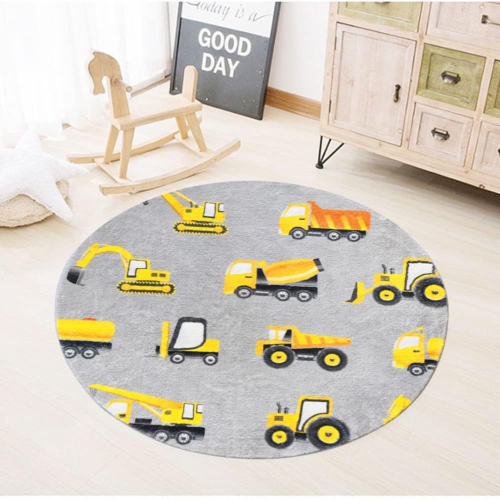 Grijs bouwvoertuig rond vloerk - Baby Nursery Yellow recensie en prijs