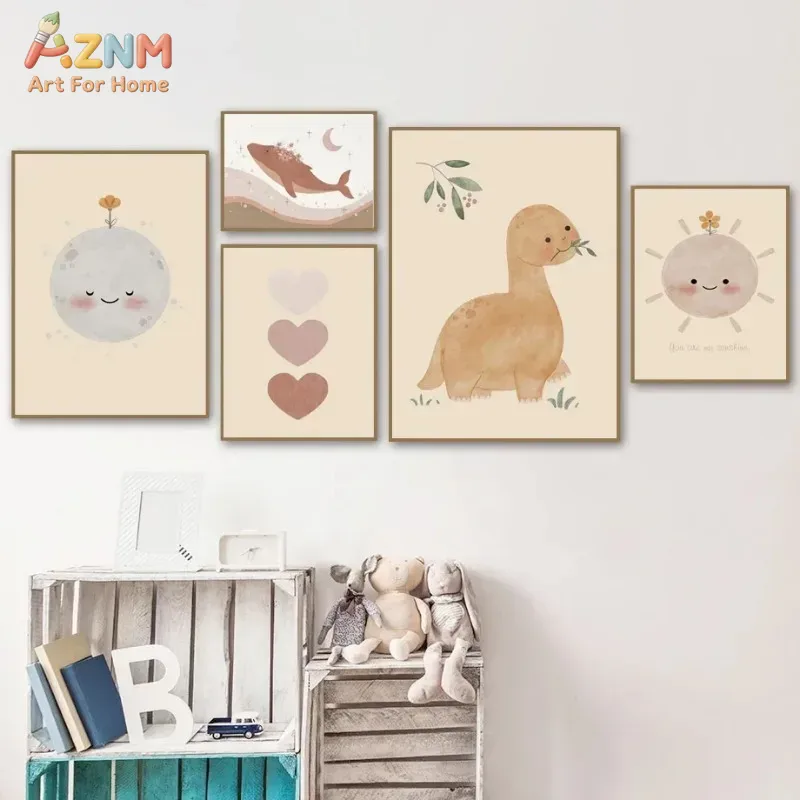 AZNM neutrale aquarel dinosaur - Baby Nursery Neutral recensie en prijs