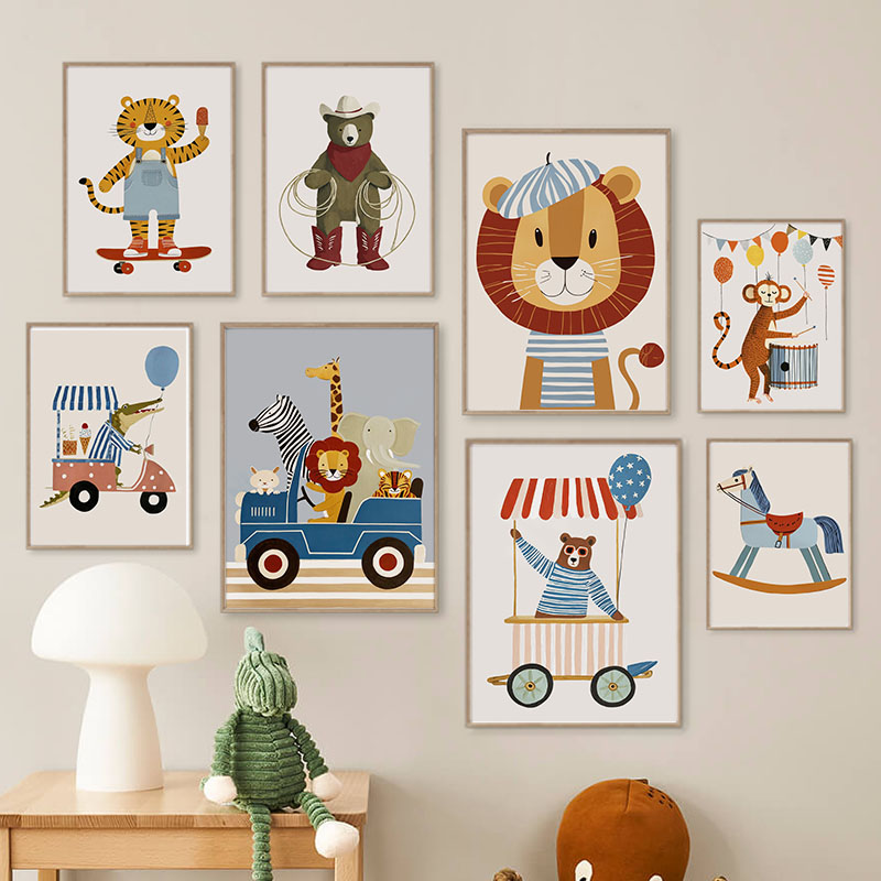 Grappige cartoon dieren auto b - Baby Nursery Items recensie en prijs