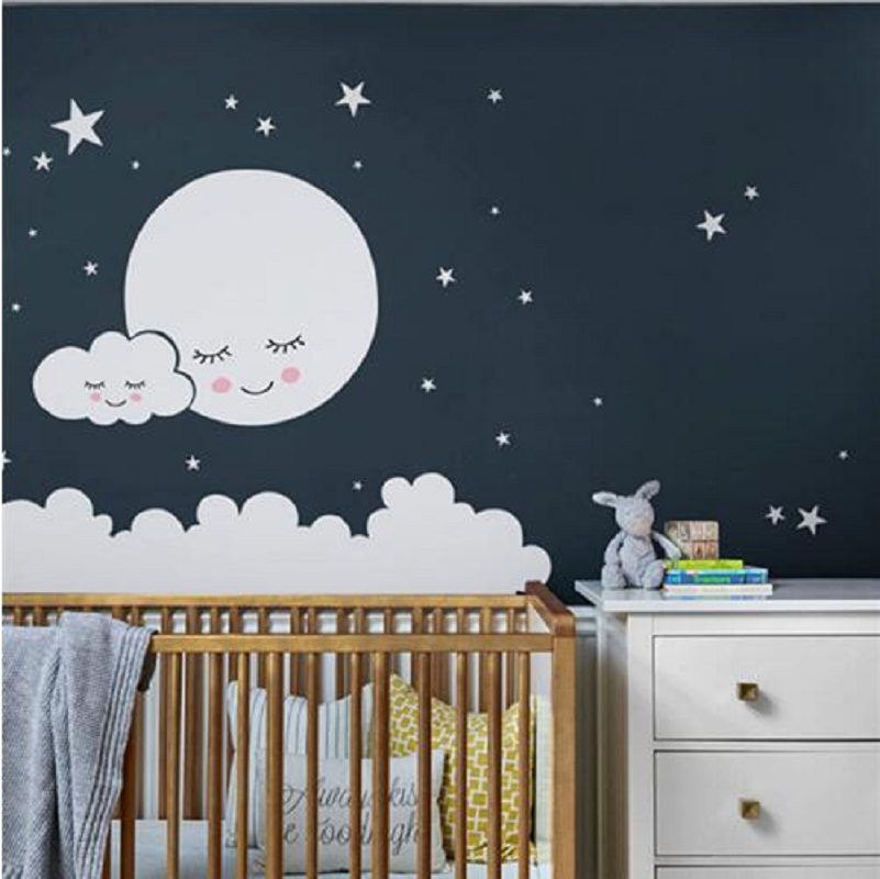 Mooie maan sterren muurtattoo  - Baby Nursery Panelling recensie en prijs